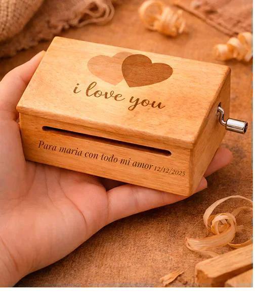 Caja de música de madera artesanal